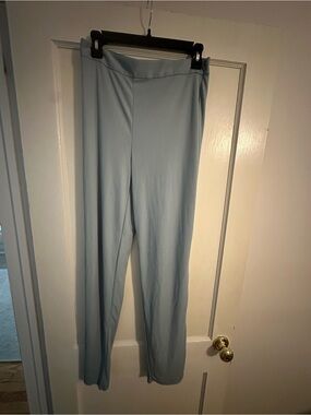 Zara Light Blue Wide-Leg Pull-On Pants